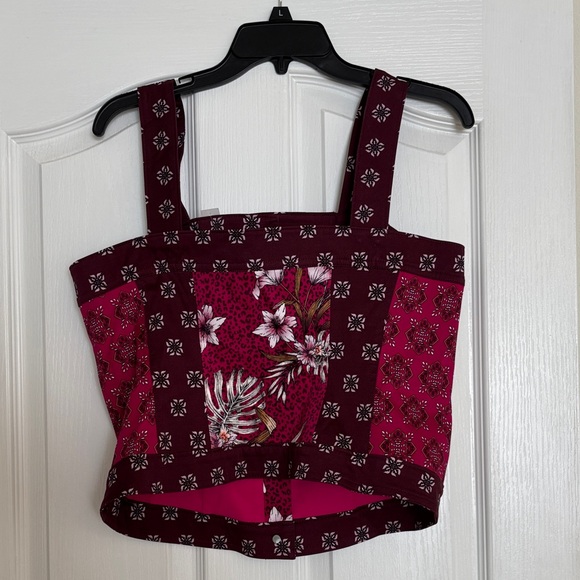 White House Black Market Floral Burgundy Women's Top 12 - Picture 6 of 7